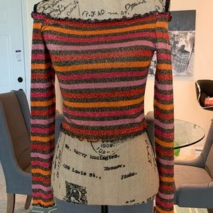 Colorful striped crop top , gold shimmers!! 😍😍